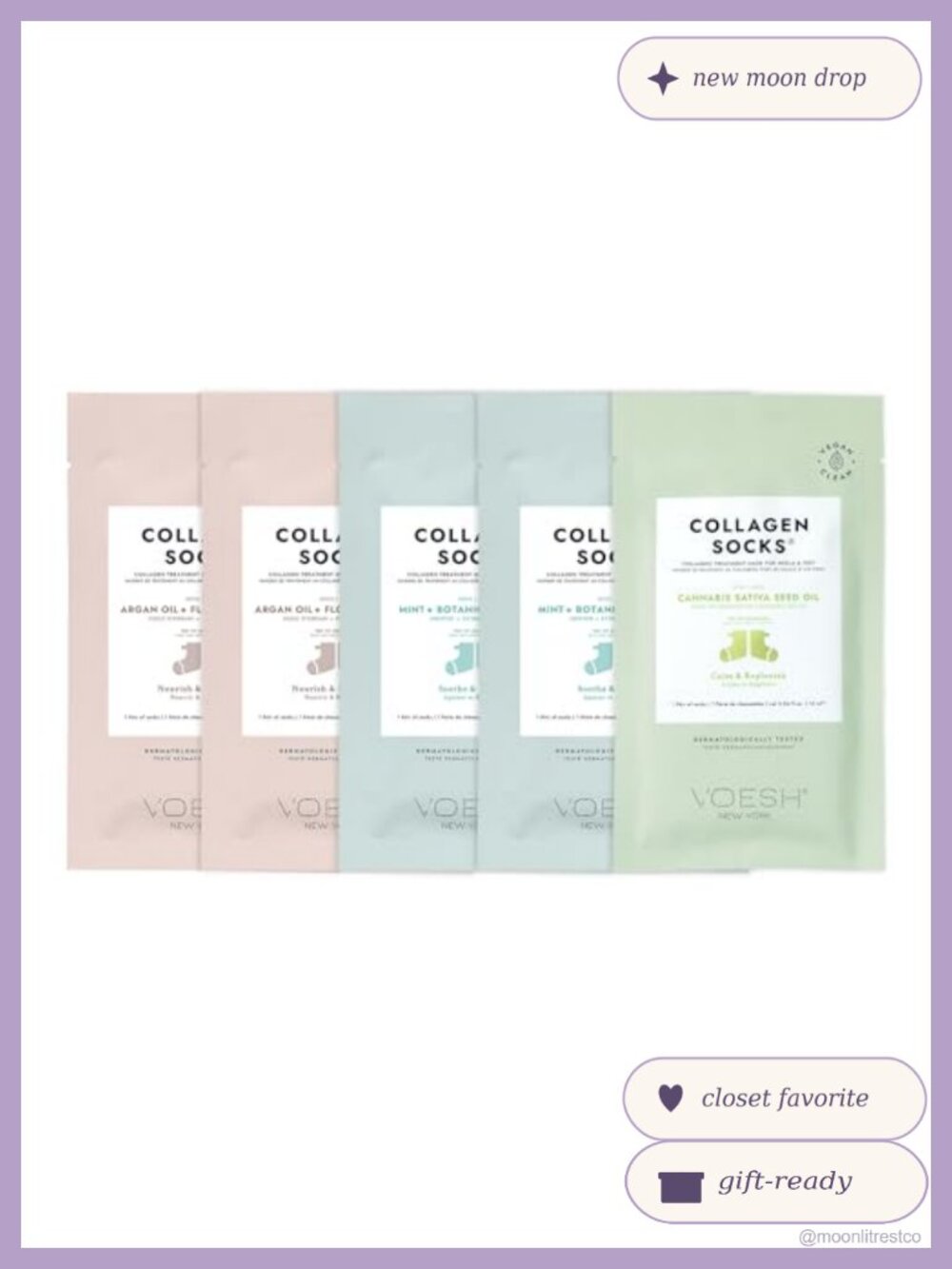 VOESH Vegan Collagen Moisturizing Spa Socks Cracked Heel Repair Pedicure